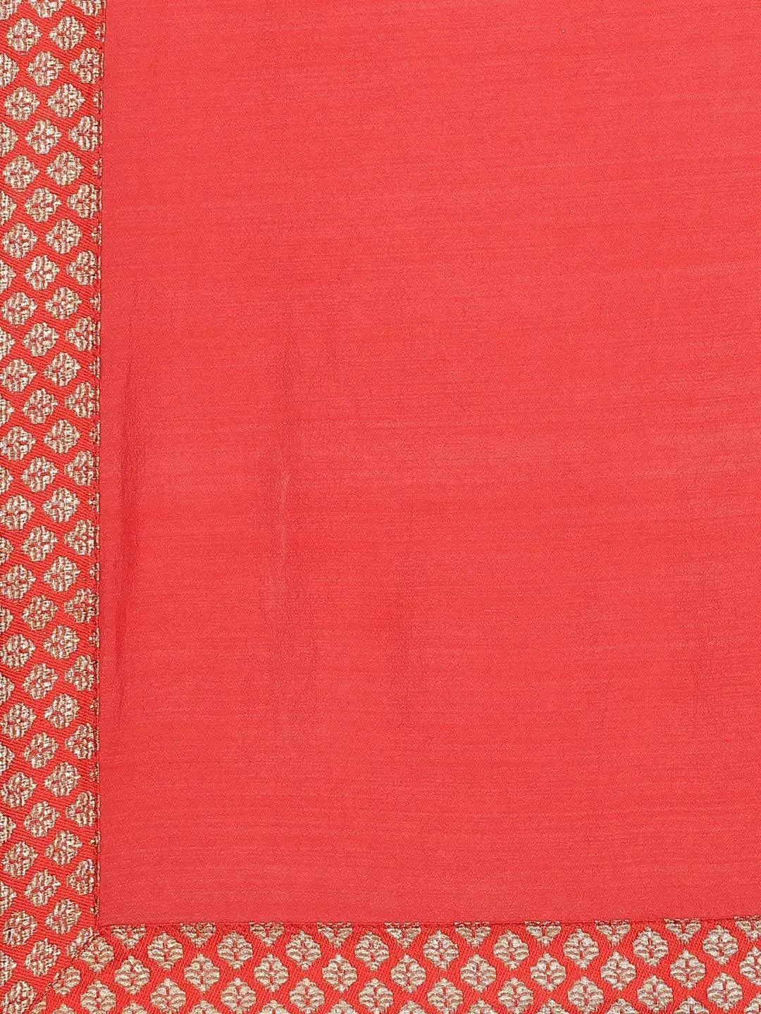 Red Solid Chiffon Saree - Libas 