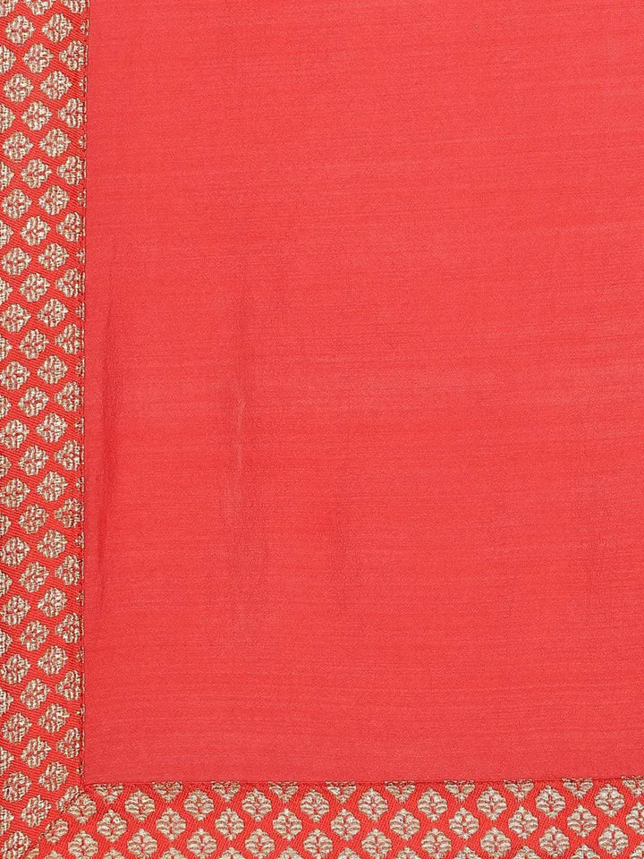 Red Solid Chiffon Saree - Libas
