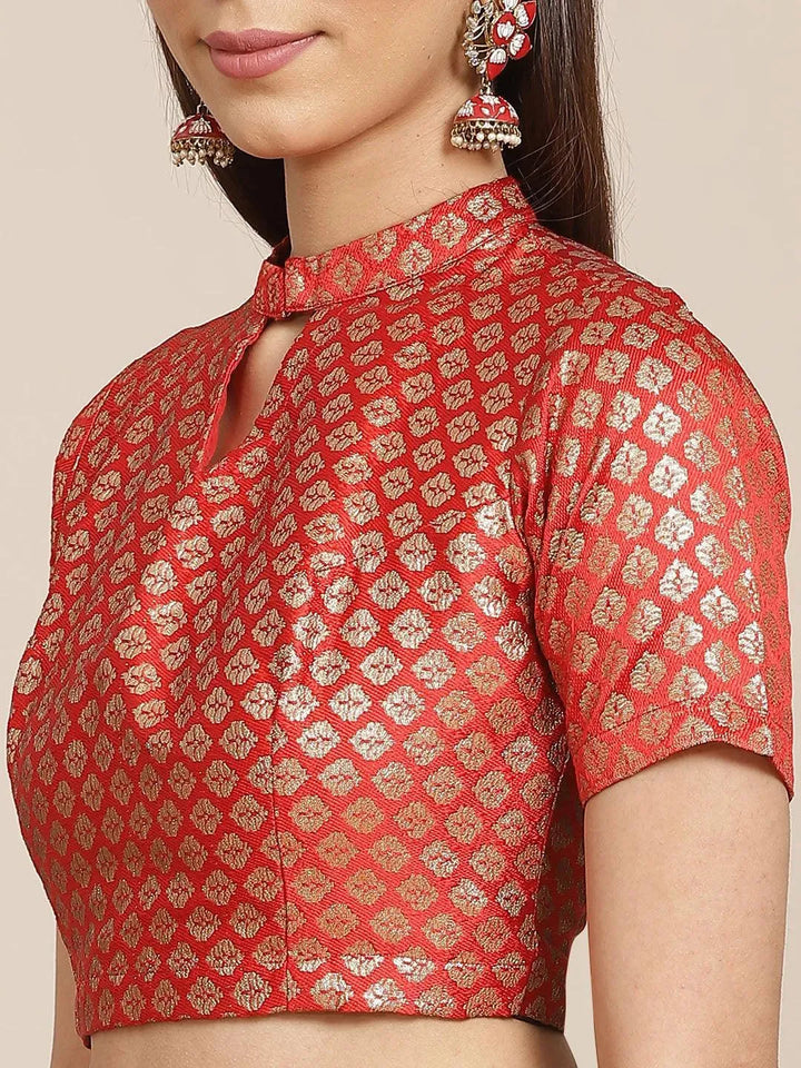 Red Solid Chiffon Saree - Libas