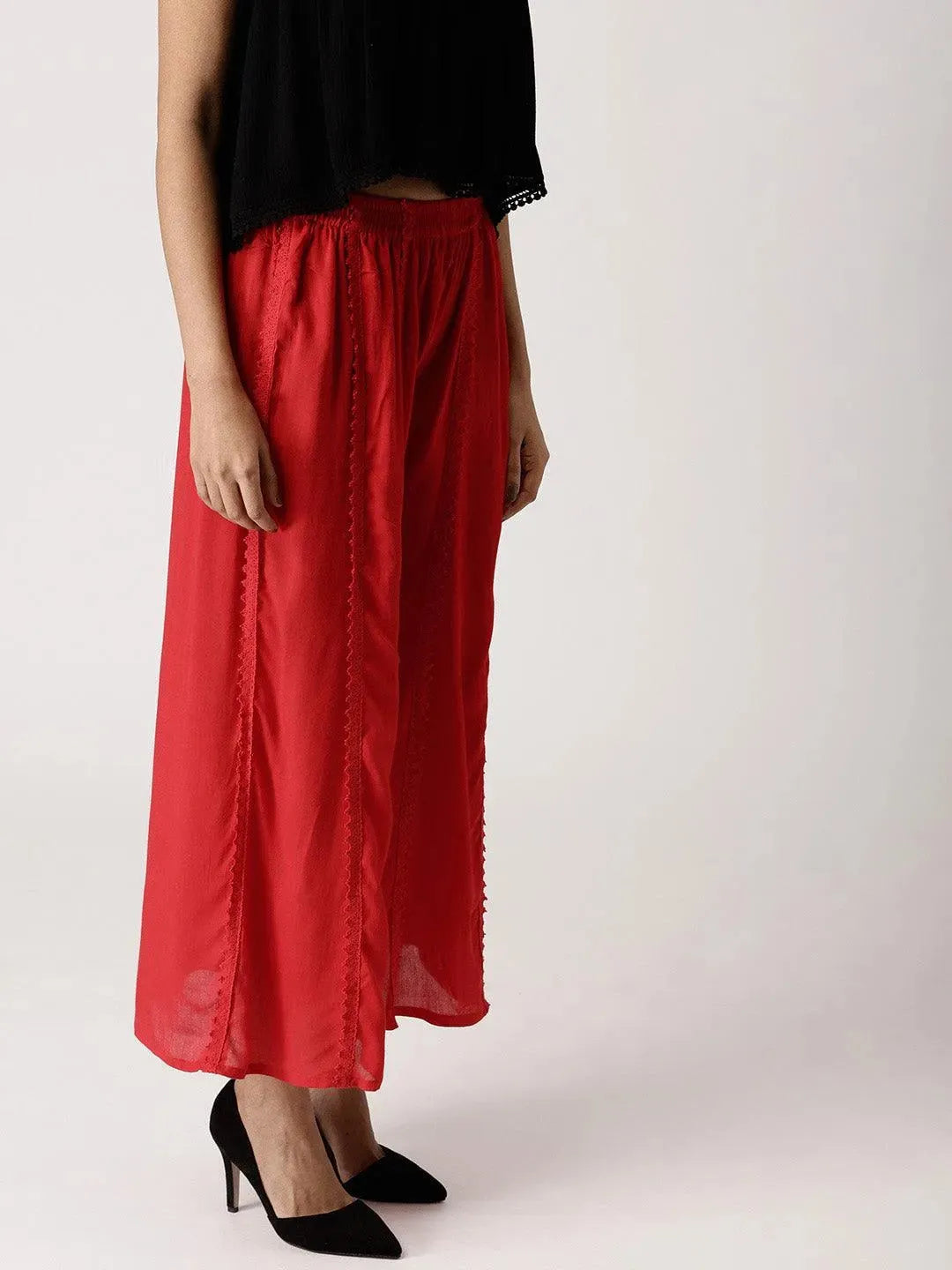 

Buy Red Solid Rayon Palazzos - PL586-XL | Libas Ethnic Wear Online