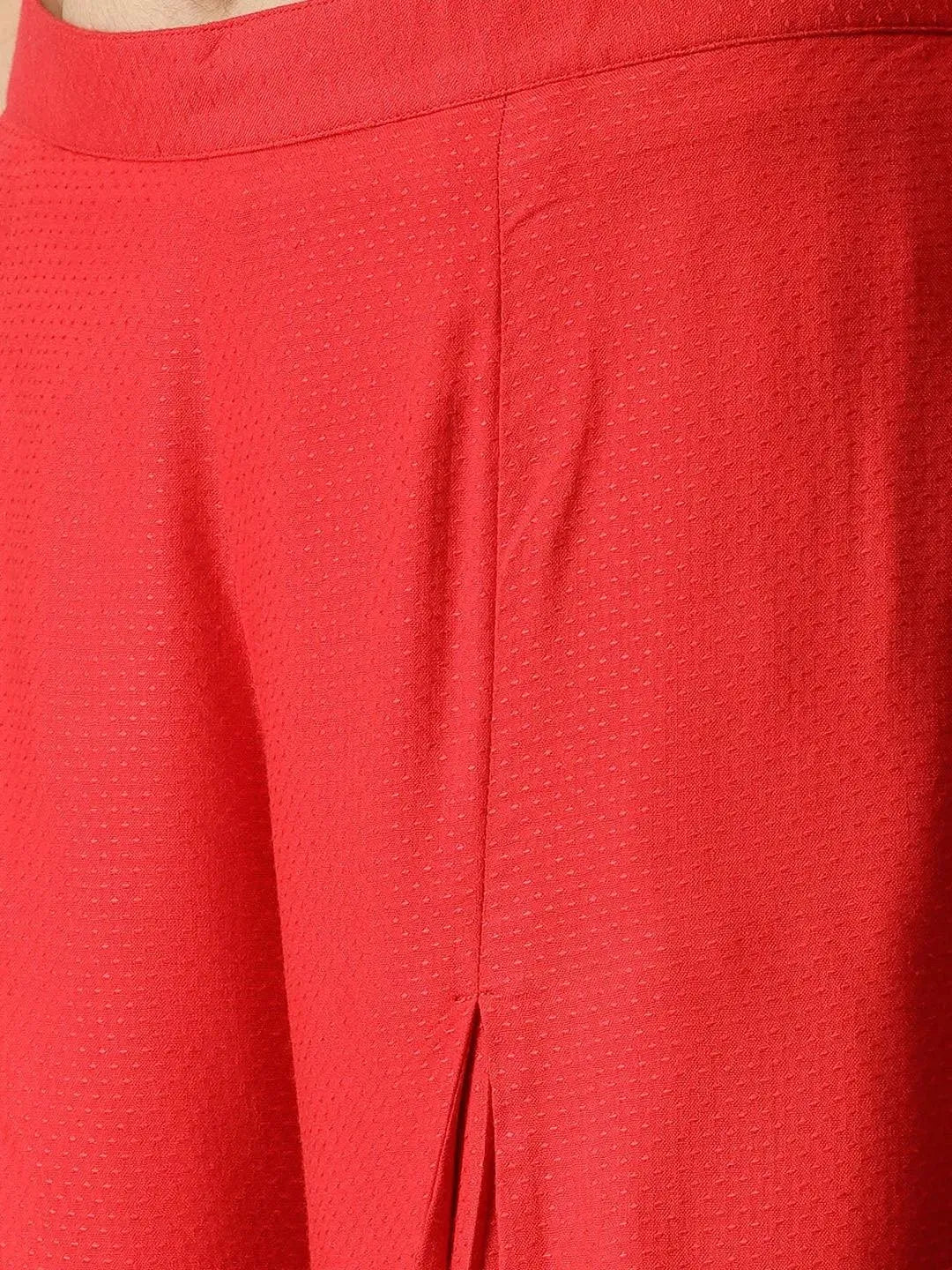 Red Solid Rayon Palazzos - Libas