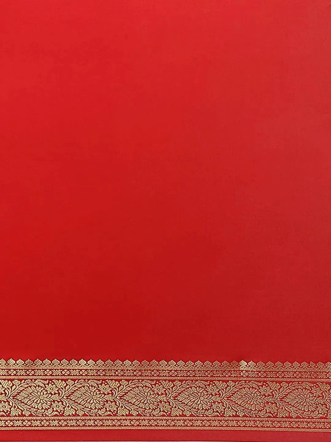 Red Solid Silk Blend Saree - Libas 