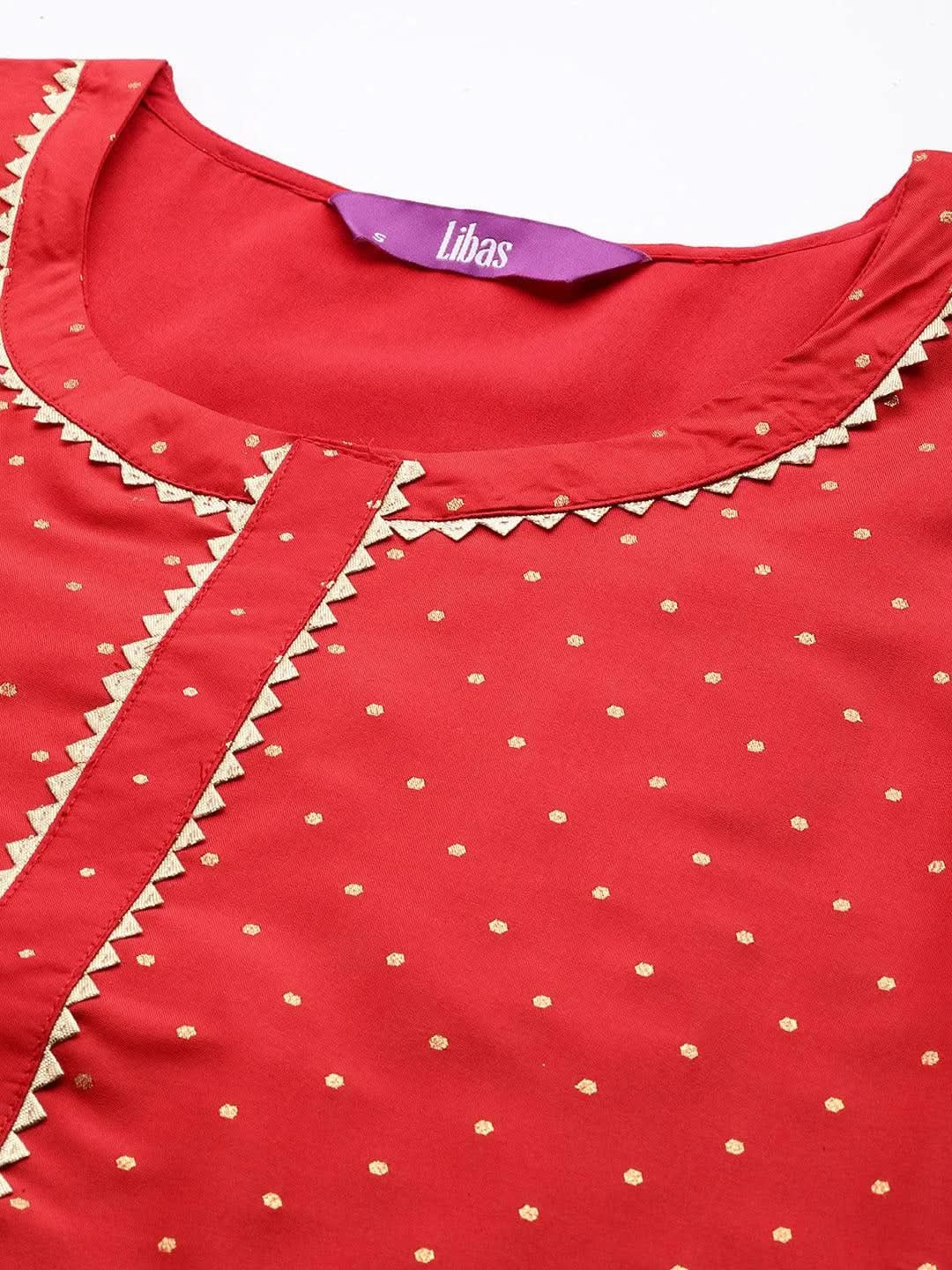 

Red Woven Design Art Silk Straight Kurta