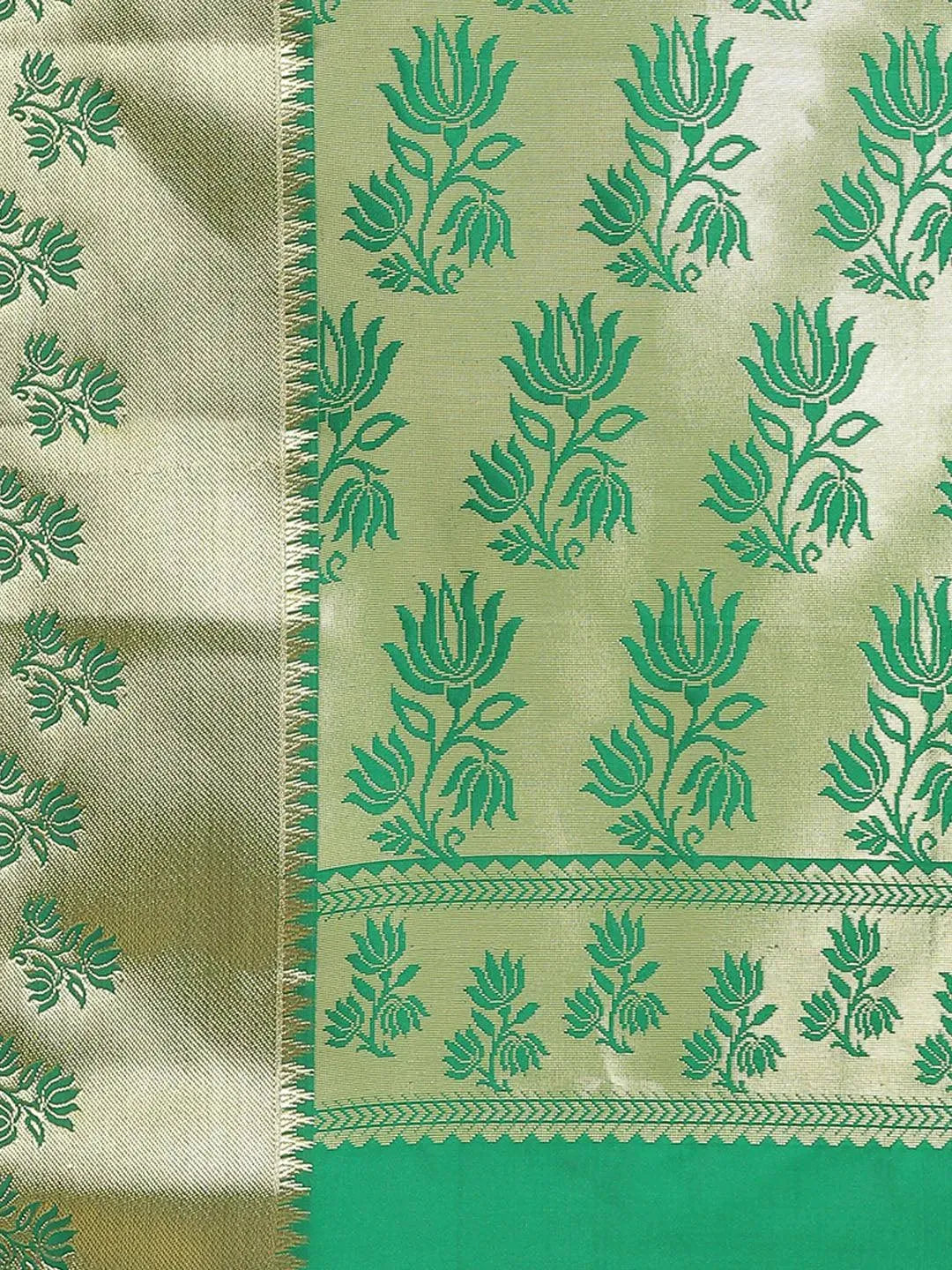 Red Woven Design Brocade Saree - Libas 