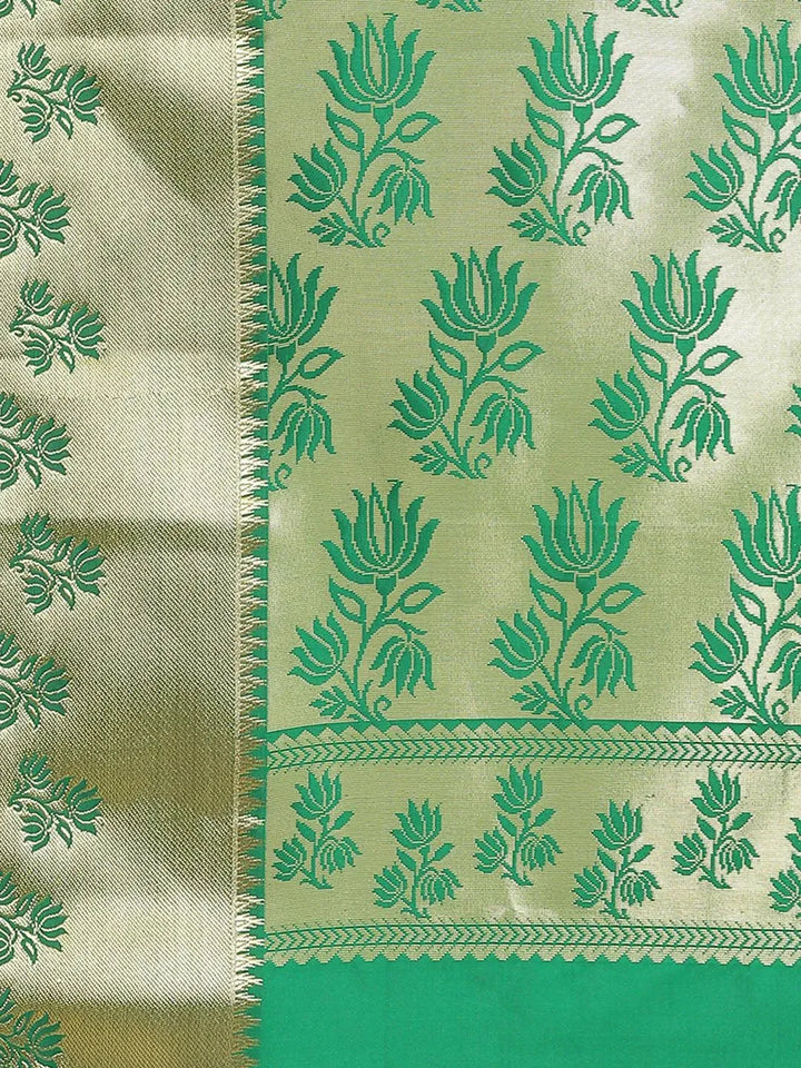 Red Woven Design Brocade Saree - Libas