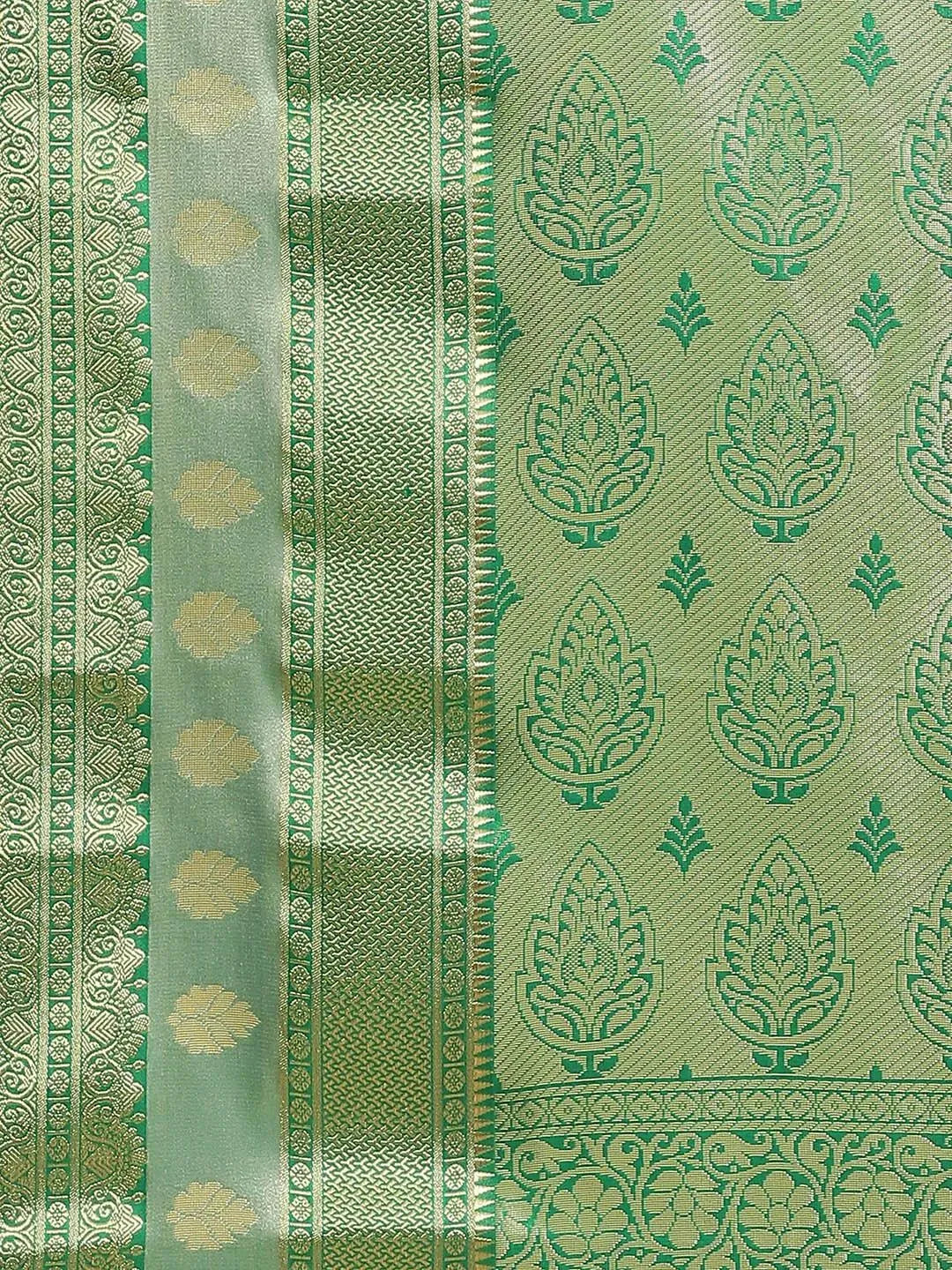 Red Woven Design Brocade Saree - Libas 