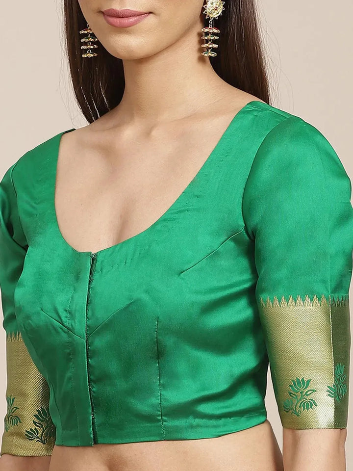 Red Woven Design Brocade Saree - Libas
