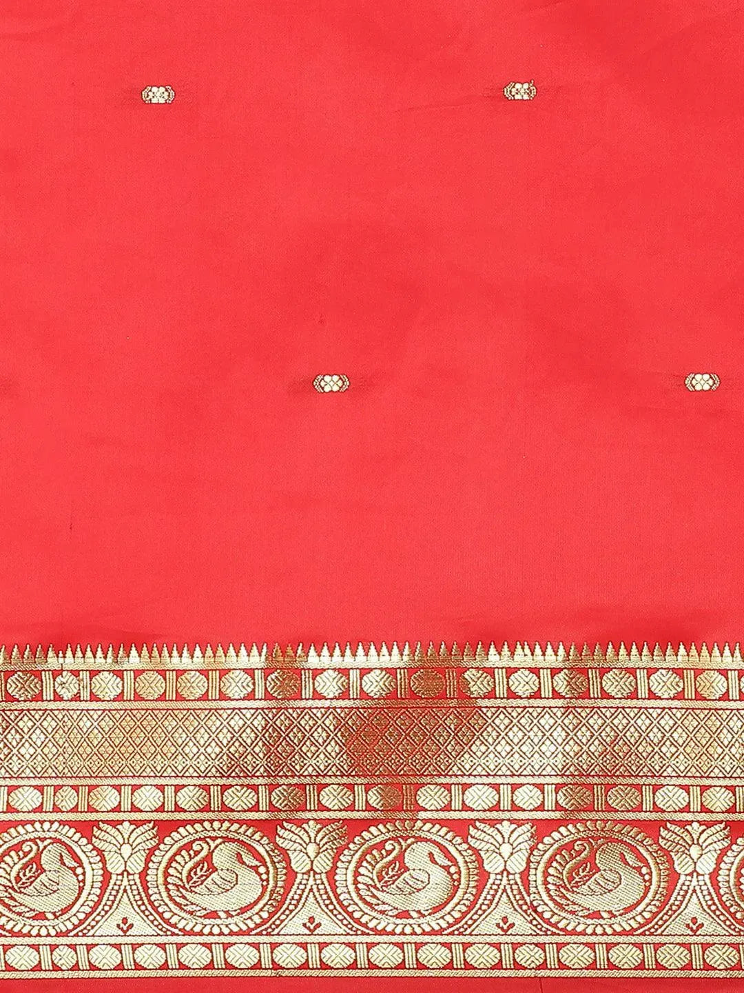 Red Woven Design Silk Blend Saree - Libas 