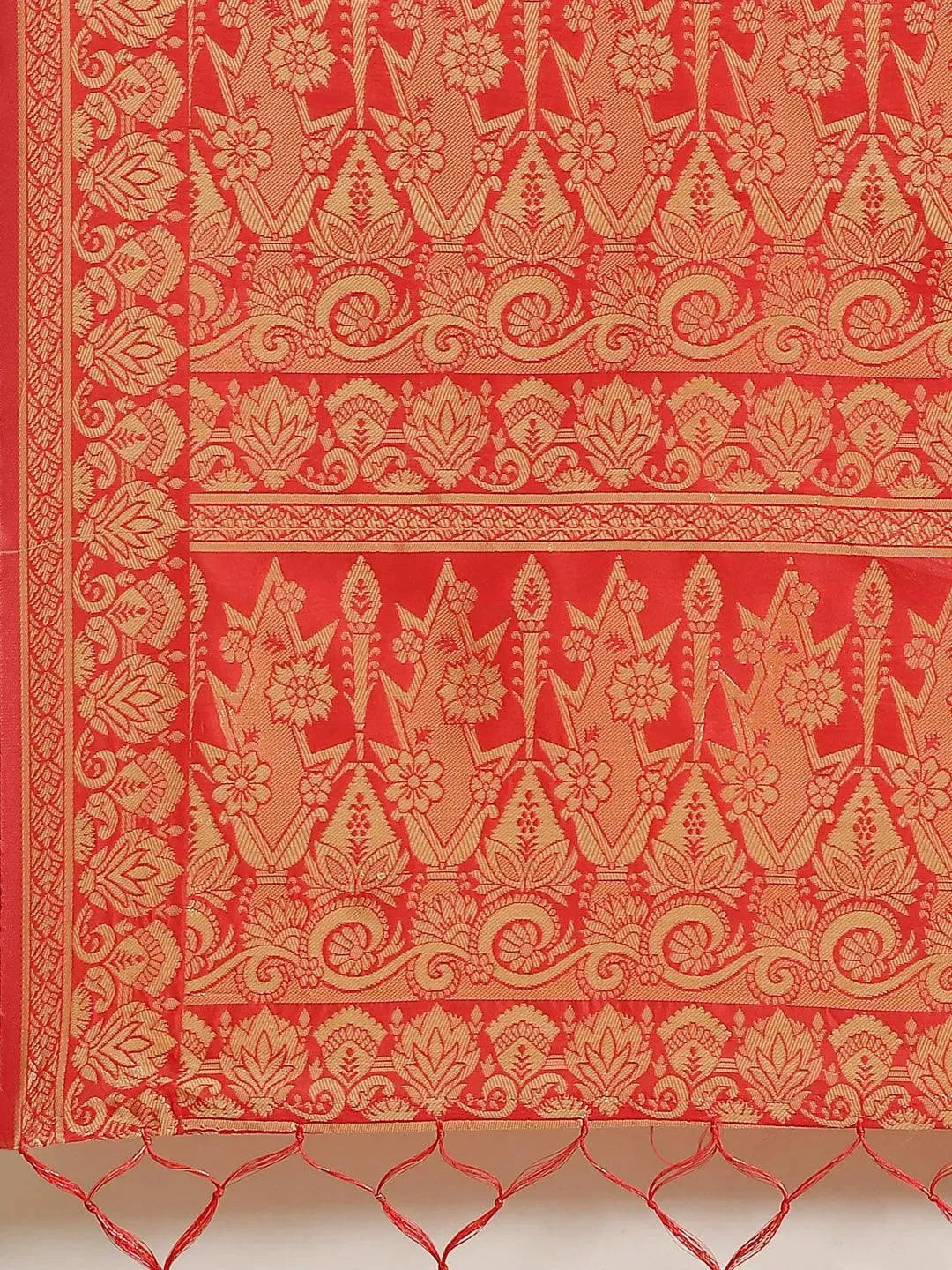 Red Woven Design Silk Saree - Libas 