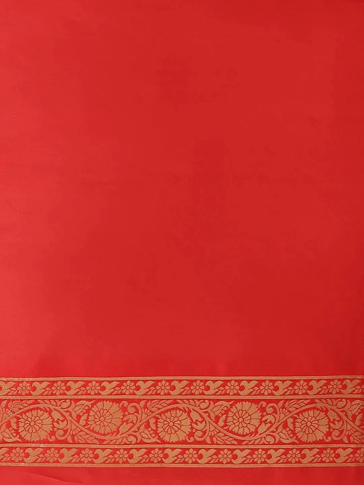 Red Woven Design Silk Saree - Libas
