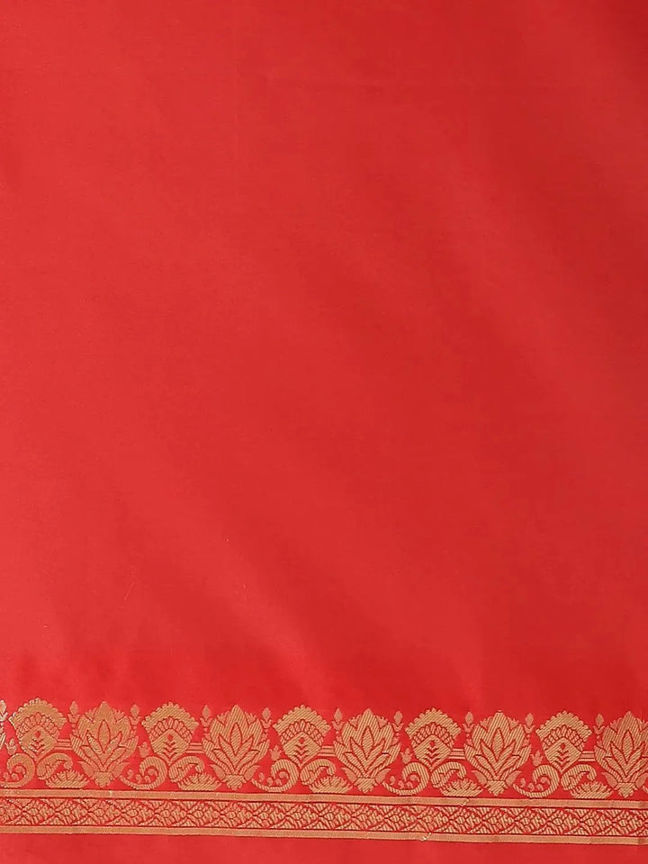 Red Woven Design Silk Saree - Libas