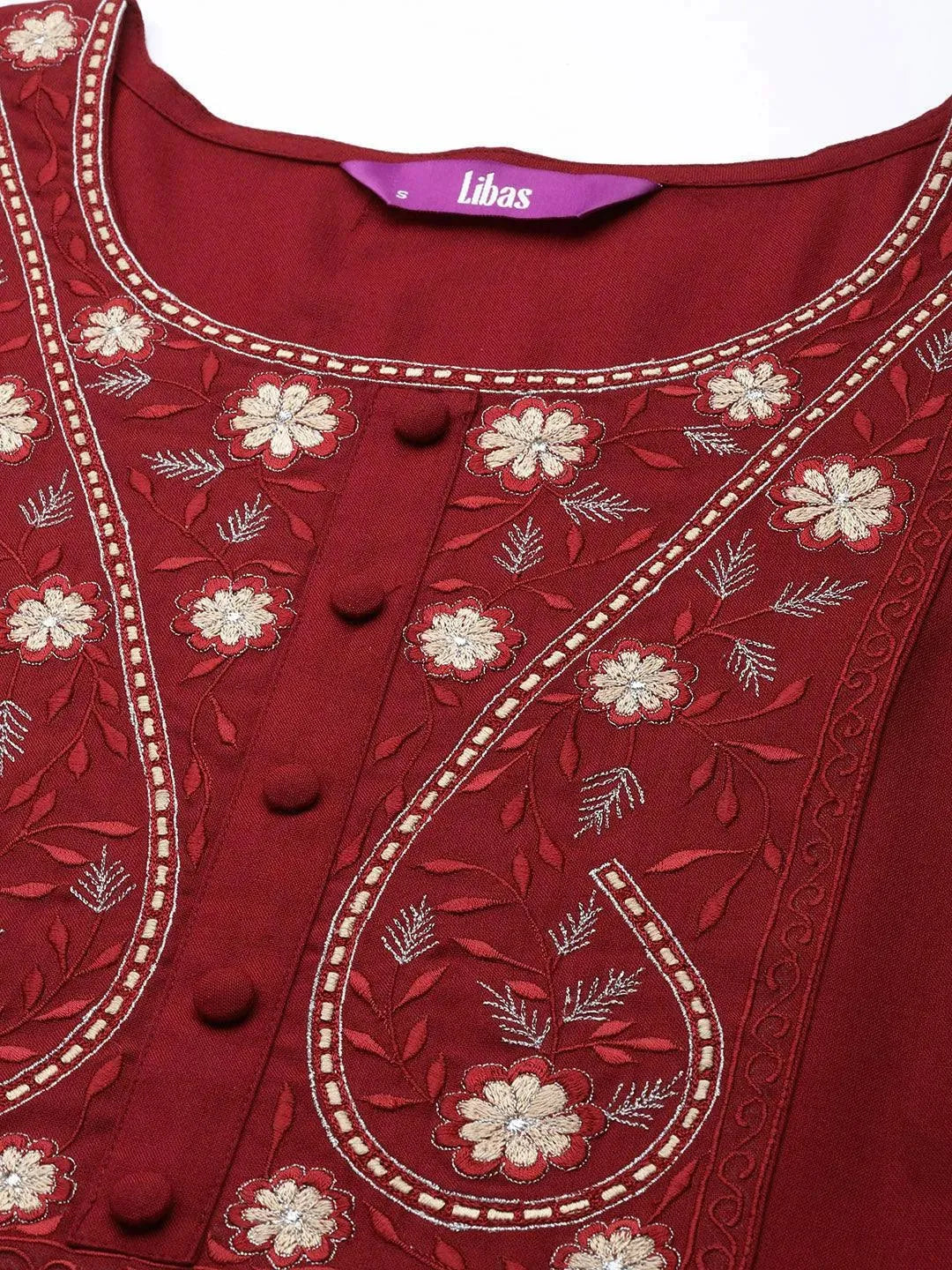 Red Yoke Design Rayon Straight Kurta - Libas 