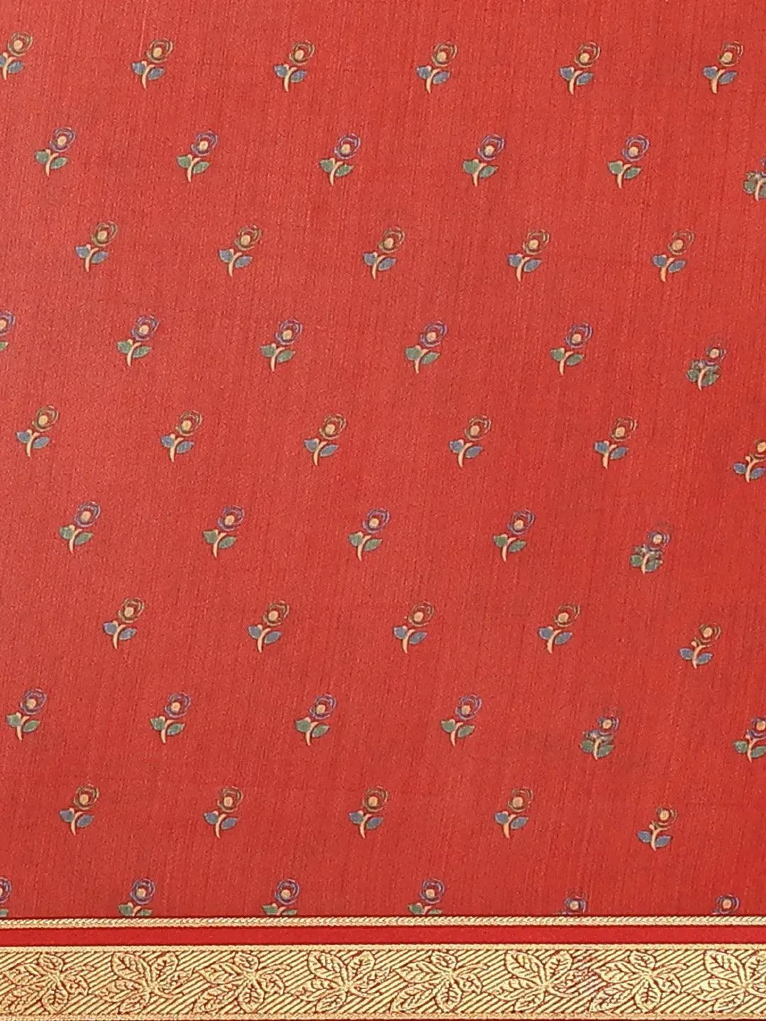 Rust Printed Chiffon Saree - Libas 