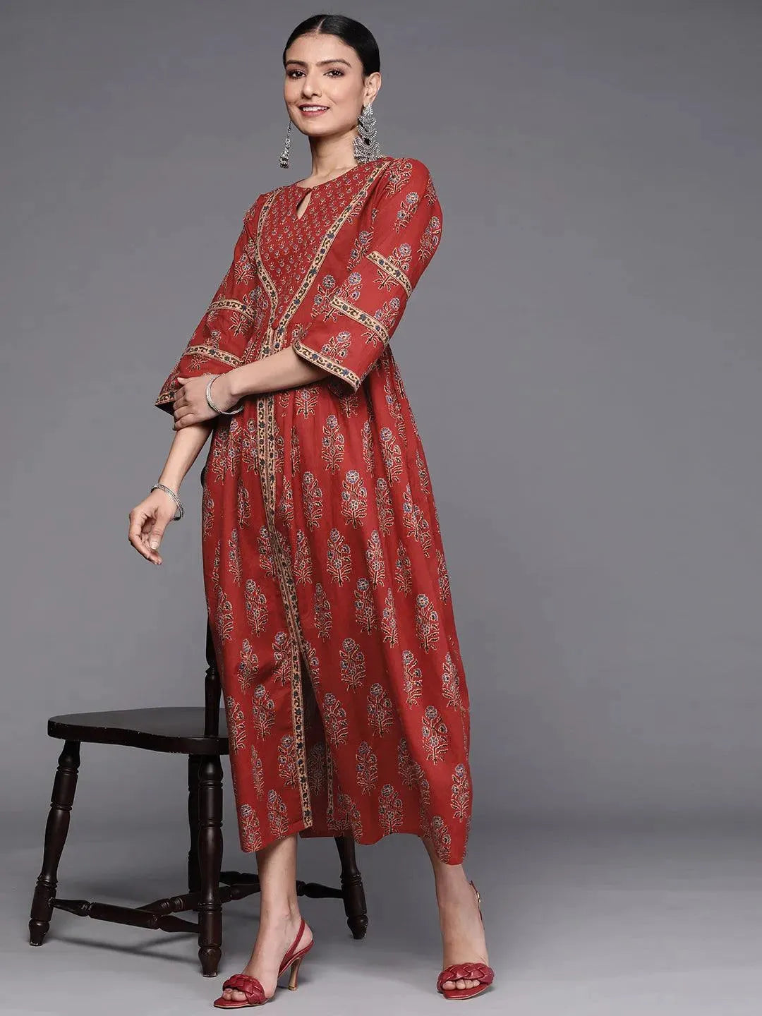 

Buy Rust Printed Cotton Dress - 23268O-XS | Libas Ethnic Wear Online