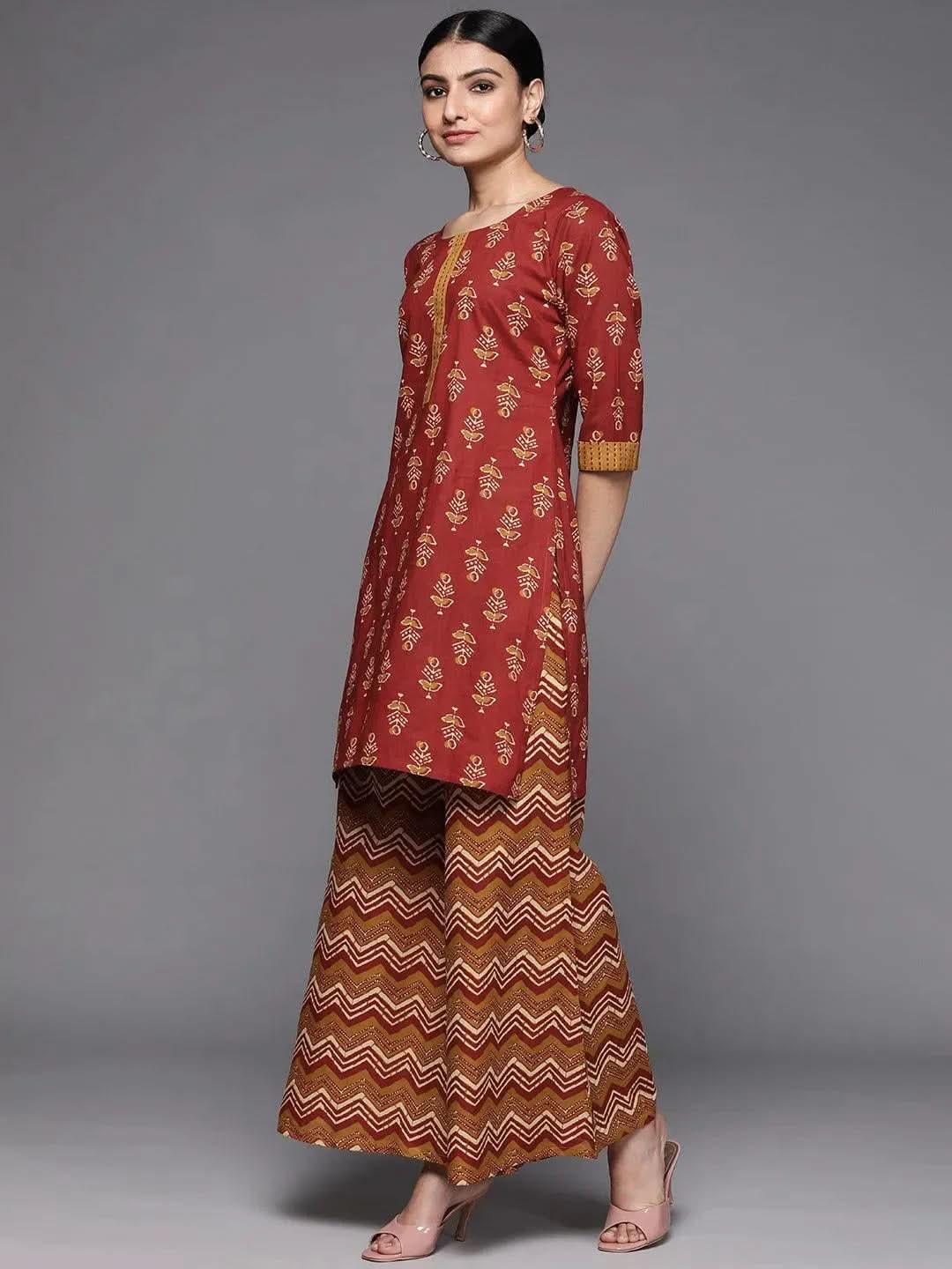 

Buy Rust Printed Cotton Suit Set - 33121O- | Libas Ethnic Wear Online