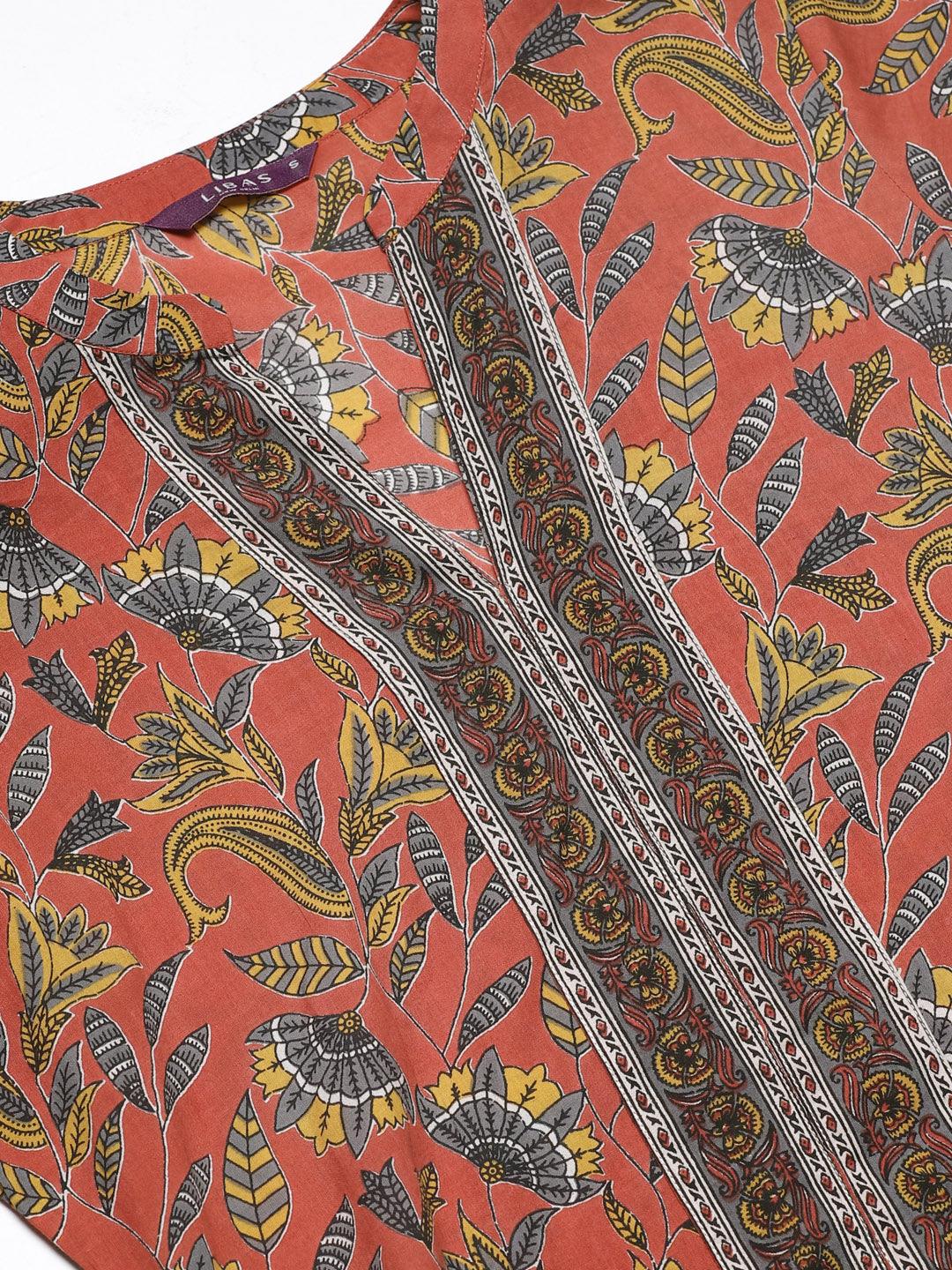 Rust Printed Cotton Suit Set - Libas