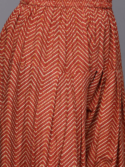 Rust Printed Cotton Straight Suit Set - Libas
