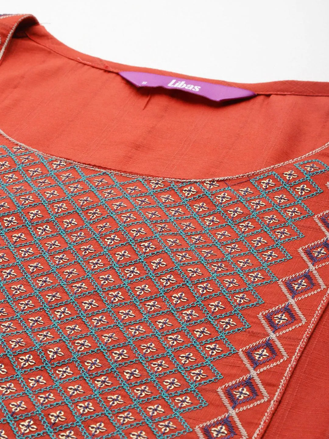 Rust Yoke Design Rayon Straight Kurta - Libas 