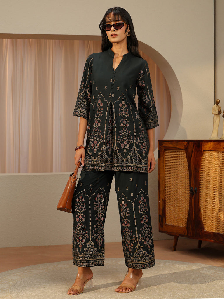 Libas Sacramento Green Floral Printed Viscose Rayon Co-Ord Set