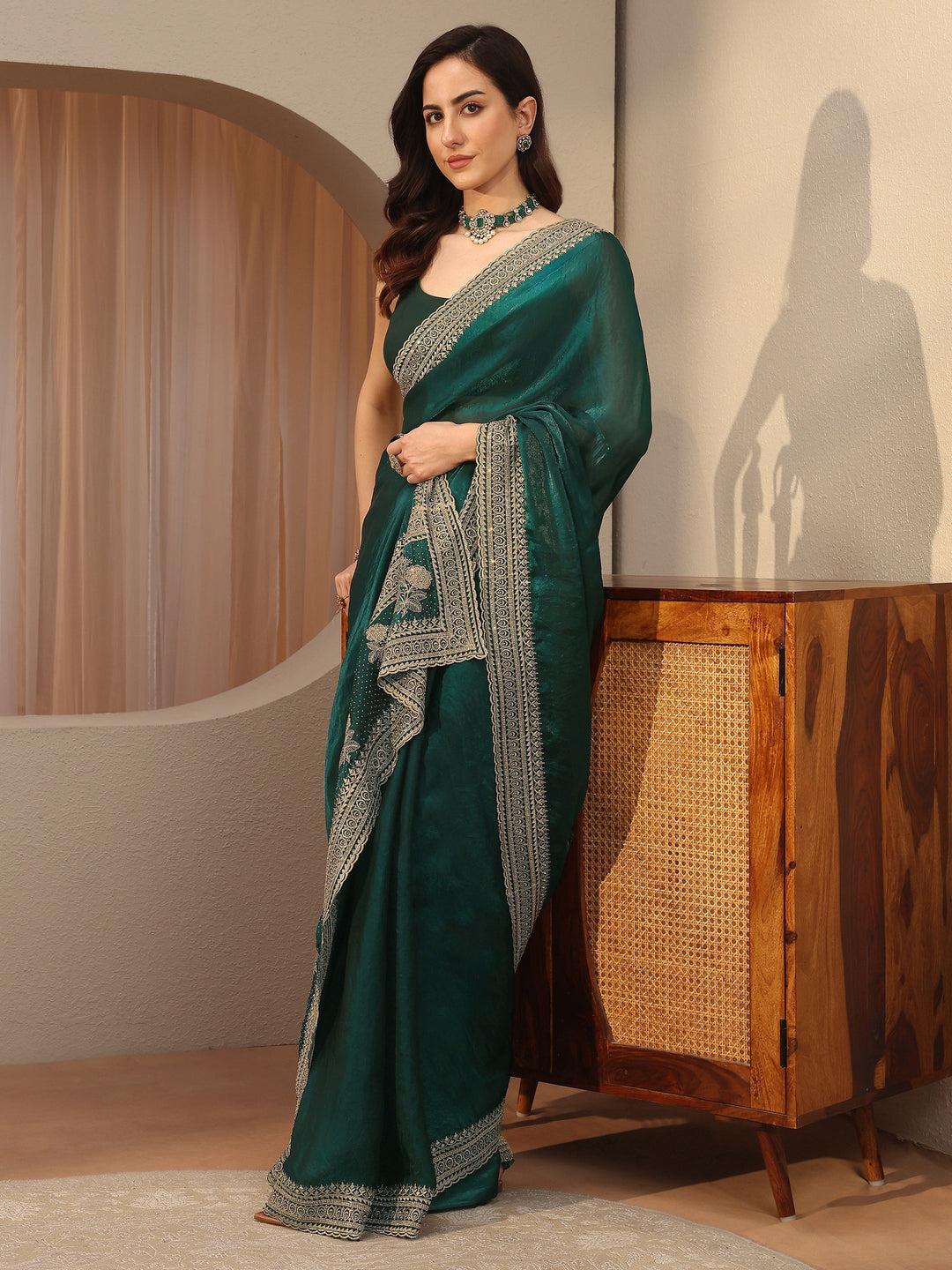  Sacramento Green Tissue Saree 