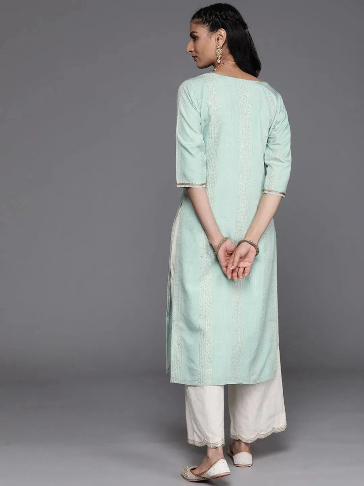 Sea Green Embellished Chanderi Silk Kurta - Libas