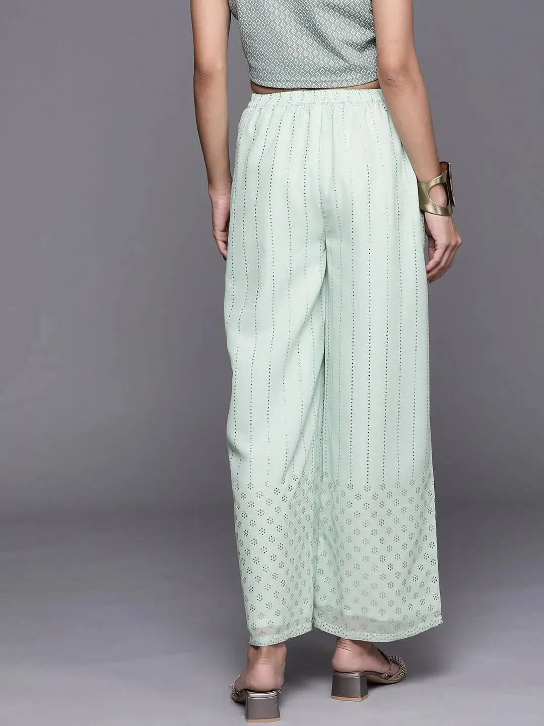 

Sea Green Embellished Georgette Palazzos