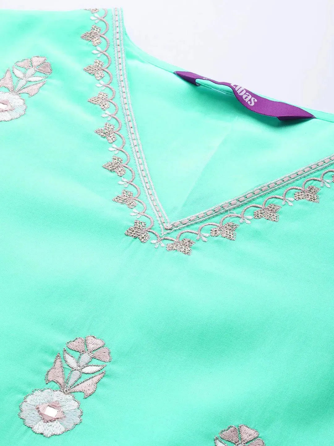 Sea Green Embroidered Chanderi Silk Suit Set - Libas