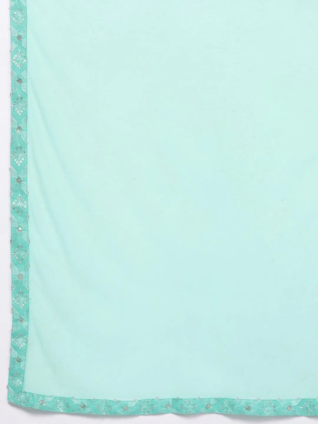 Sea Green Embroidered Georgette Straight Kurta With Sharara & Dupatta - Libas