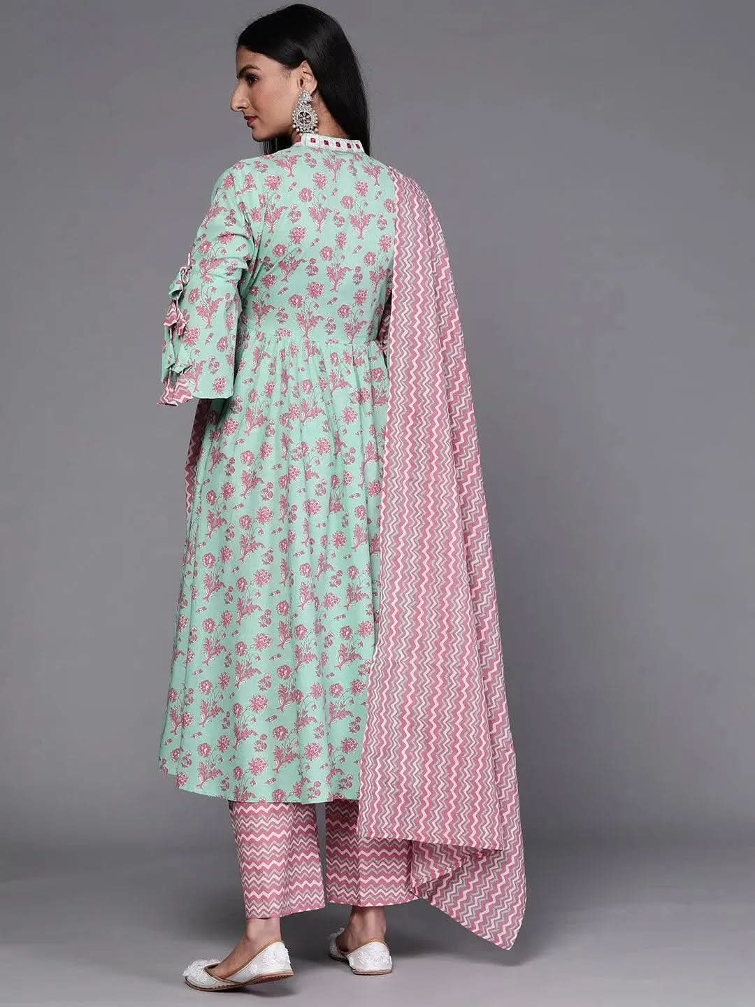 

Buy Sea Green Printed Cotton Suit Set - 33165O-XS | Libas Ethnic Wear Online