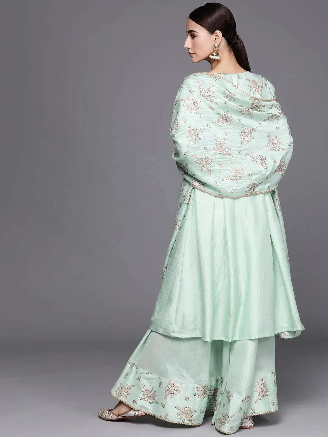 

Buy Sea Green Printed Silk Blend Suit Set - 20243O-XS | Libas Ethnic Wear Online