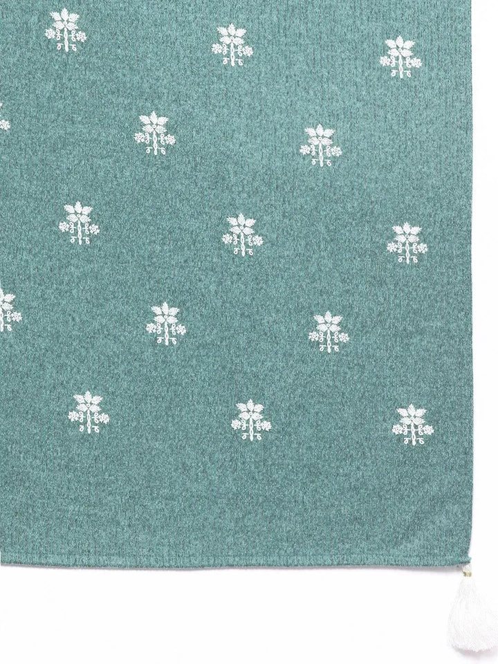 Sea Green Printed Wool Straight Suit Set - Libas