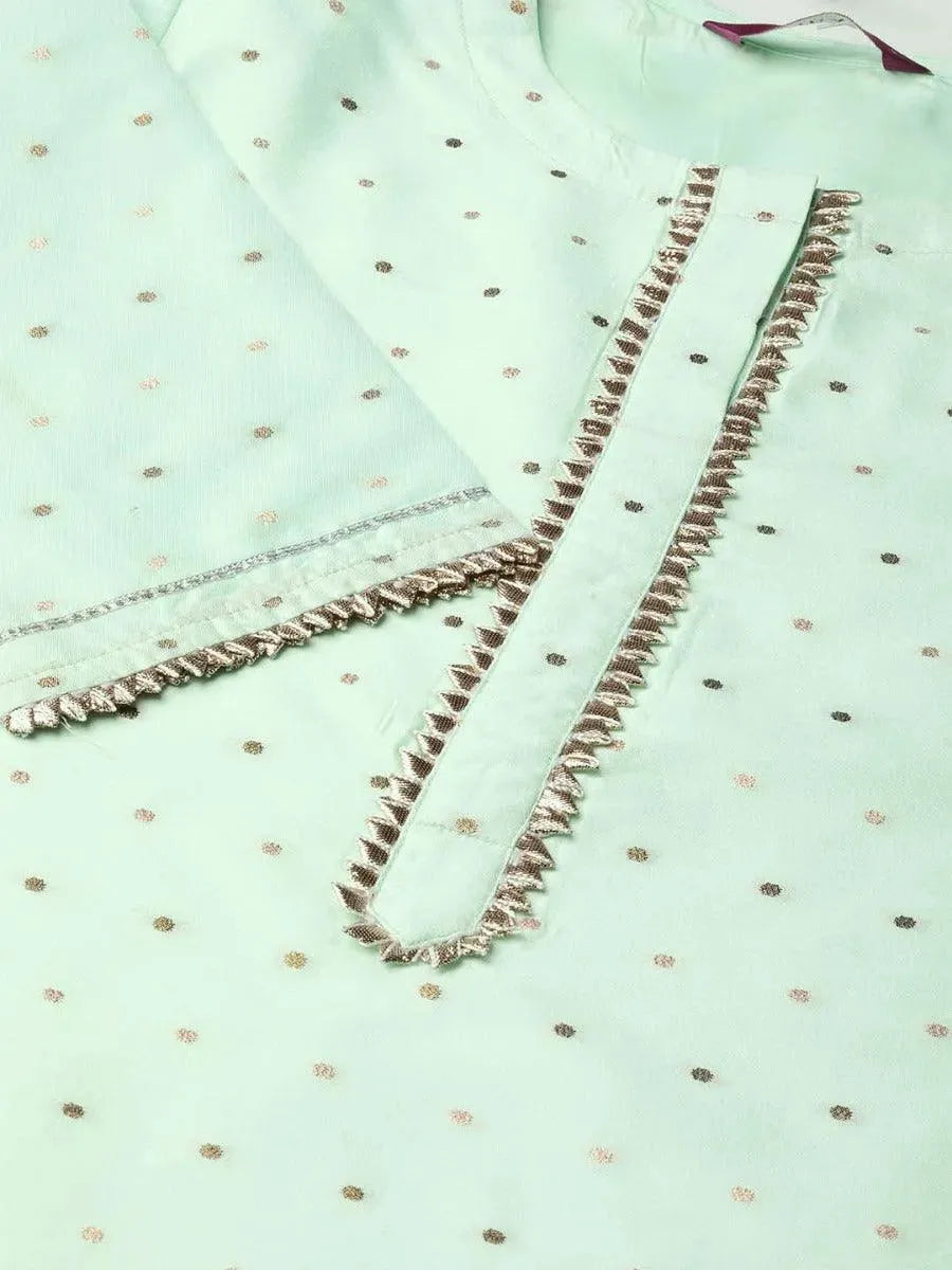 Sea Green Self Design Chanderi Suit Set - Libas 