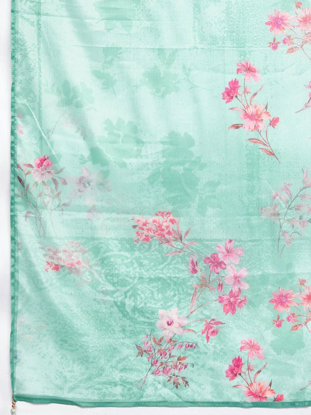 Sea Green Self Design Rayon Straight Kurta With Trousers & Dupatta - Libas 