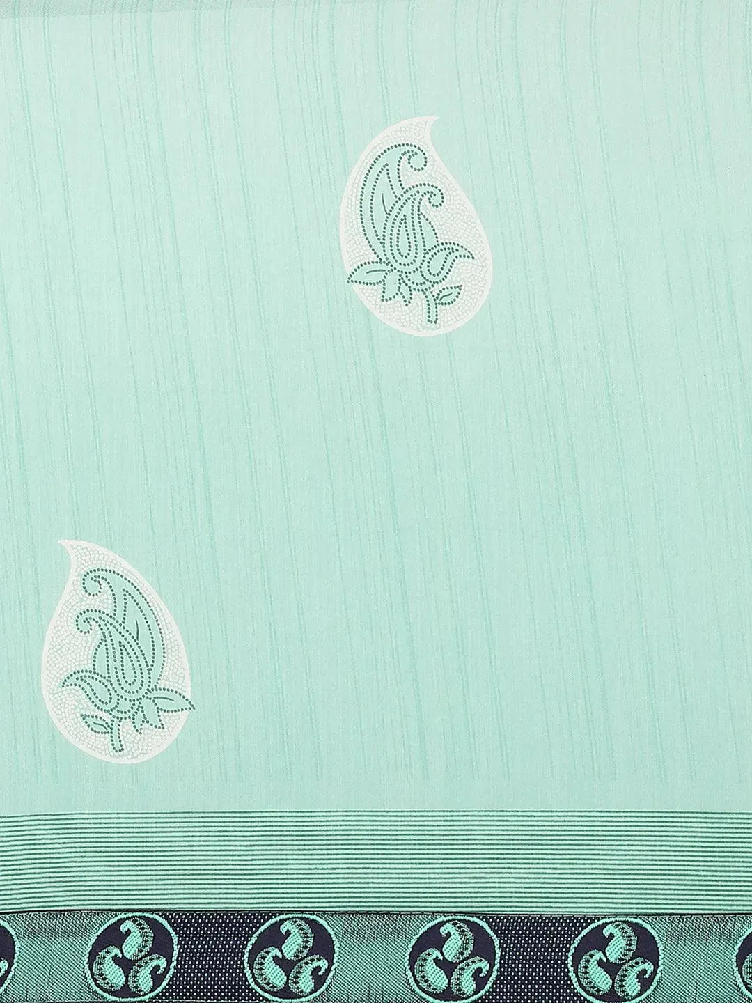 Sea Green Striped Chiffon Saree - Libas 