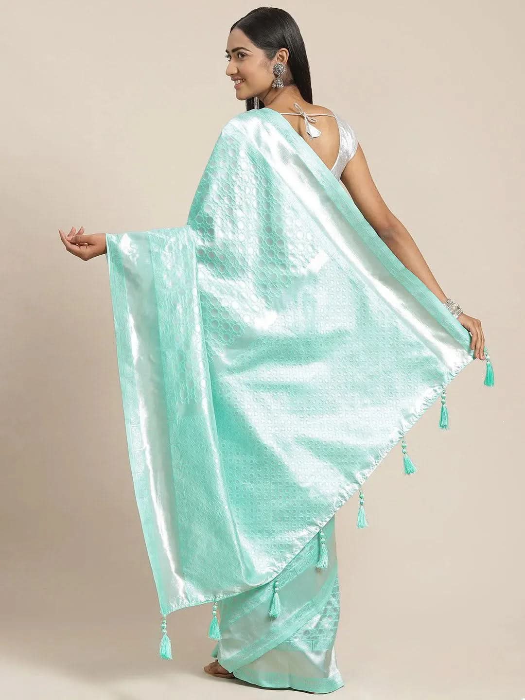 

Sea Green Woven Design Art Silk Saree