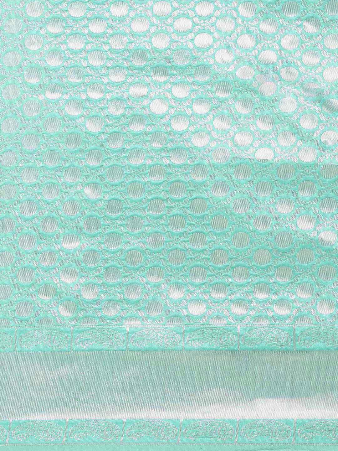 Sea Green Woven Design Art Silk Saree - Libas