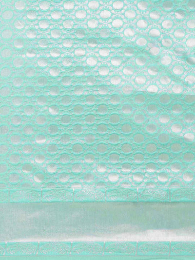 Sea Green Woven Design Art Silk Saree - Libas
