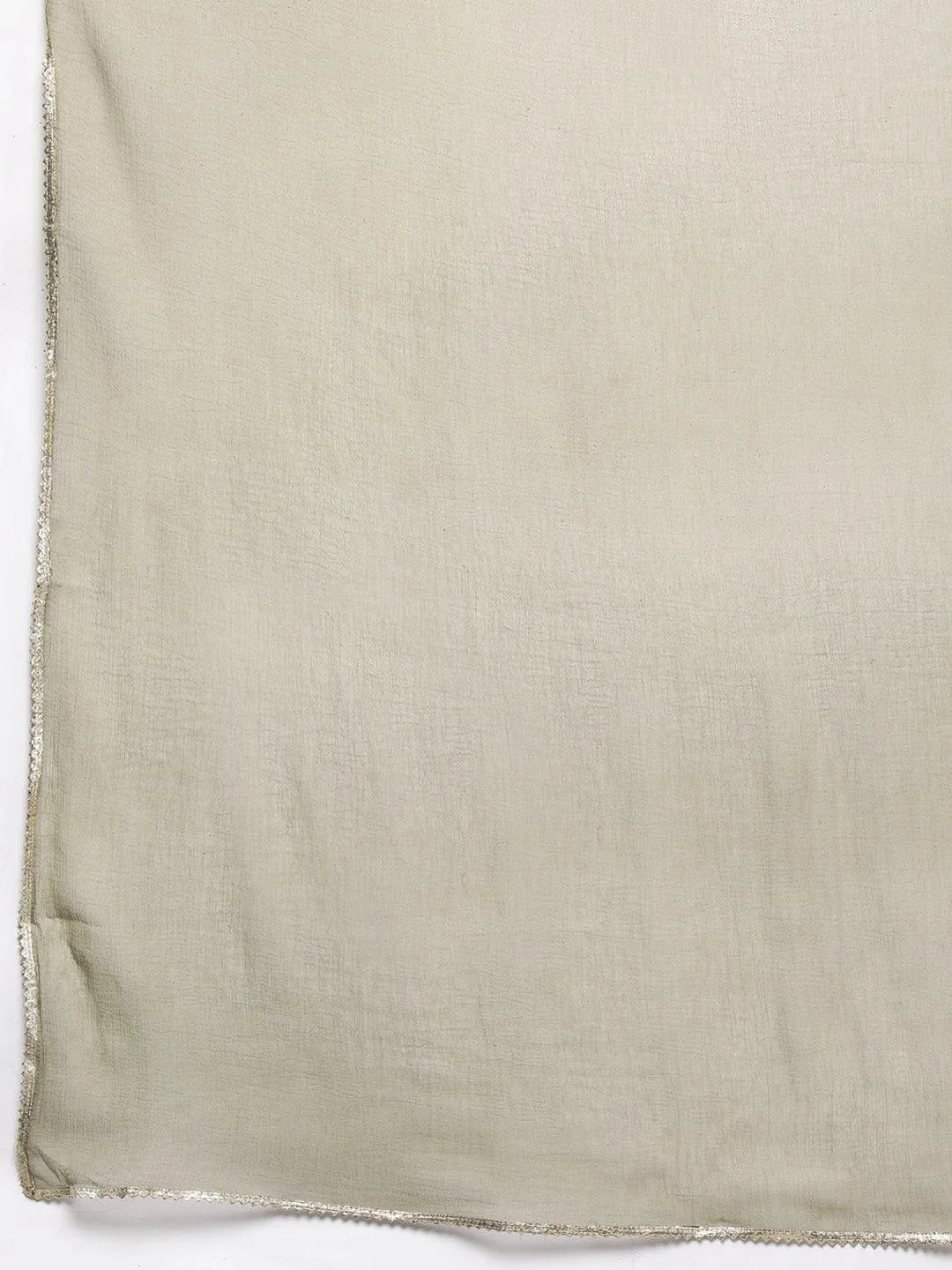 Taupe Printed Silk Blend Straight Kurta With Trousers & Dupatta - Libas 