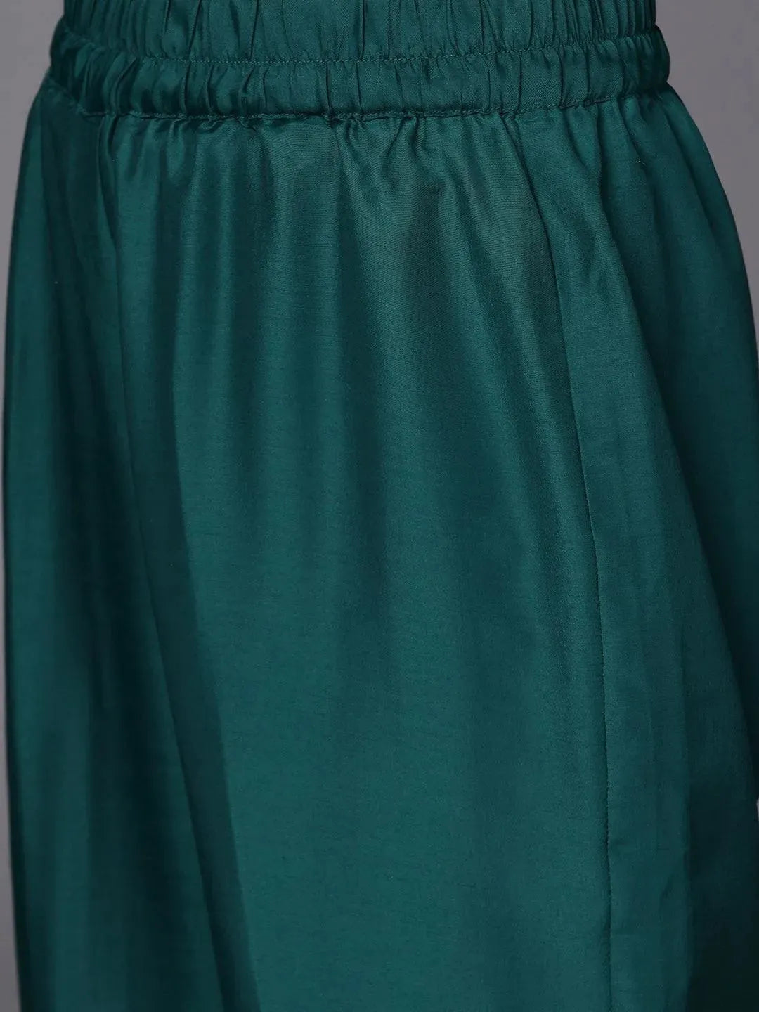 Teal Embroidered Silk Blend Straight Suit Set - Libas 
