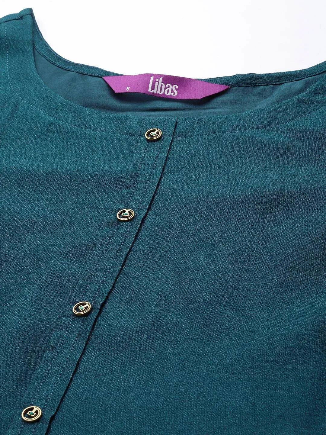 

Teal Solid Silk Kurta