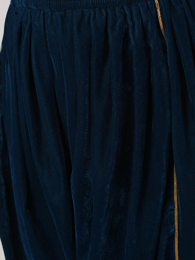 Teal Solid Velvet Suit Set - Libas