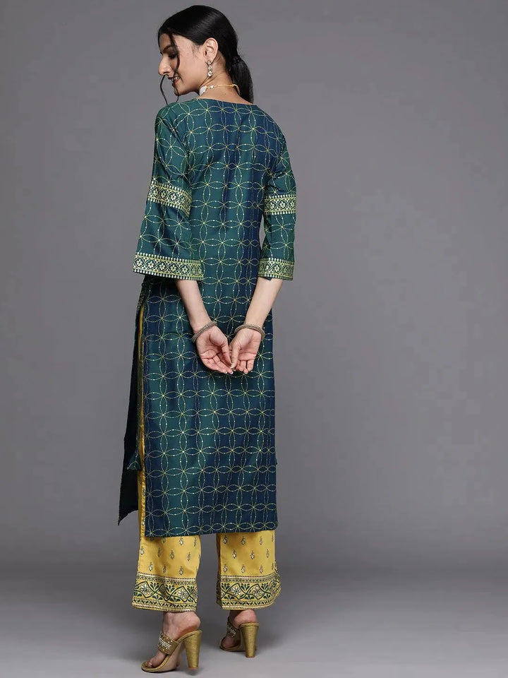 Teal Yoke Design Chanderi Silk Kurta - Libas