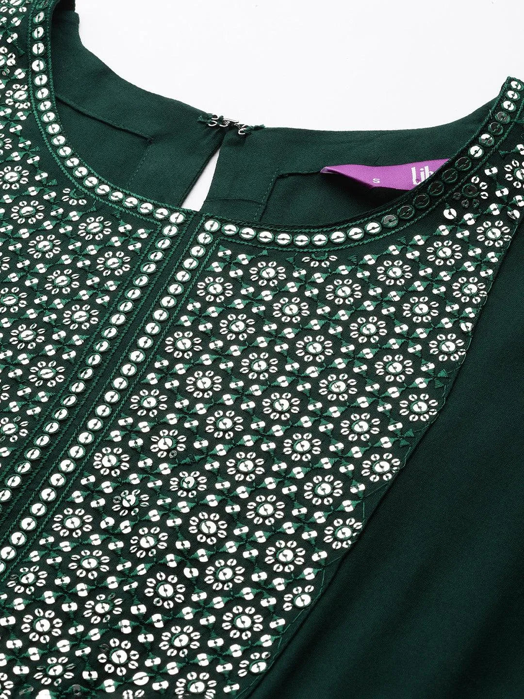 Teal Yoke Design Rayon A-Line Kurta - Libas 