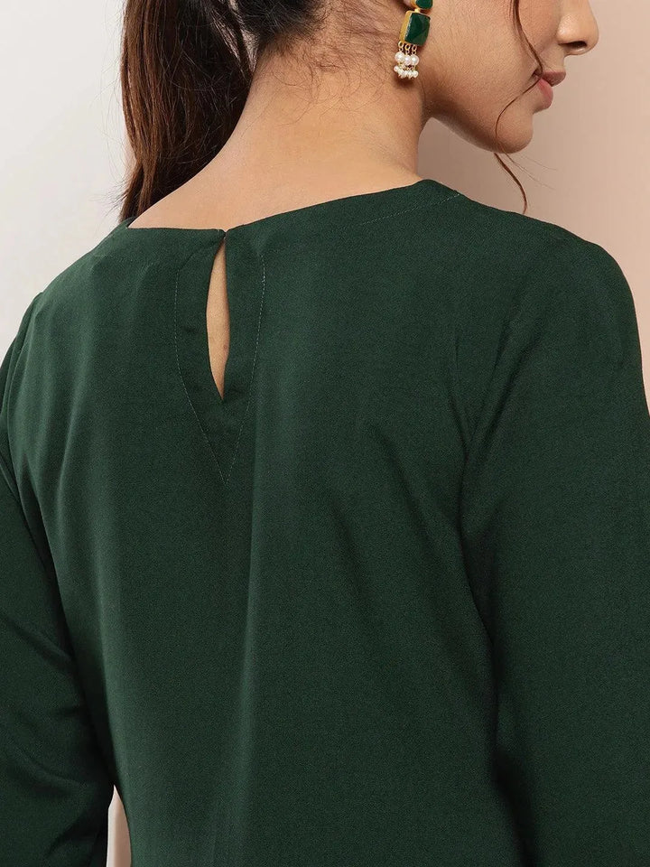 Teal Yoke Design Rayon Straight Kurta - Libas