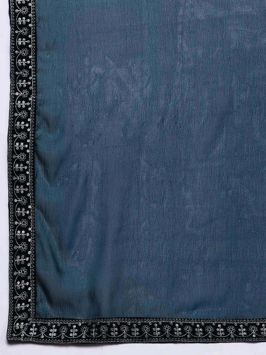 Teal Yoke Design Silk Blend Straight Kurta With Trousers & Dupatta - Libas 