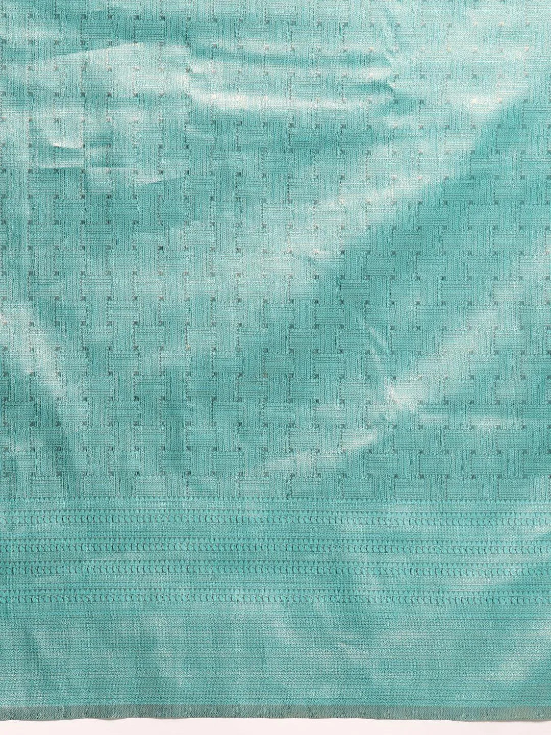 Turquoise Blue Woven Design Brocade Saree - Libas 