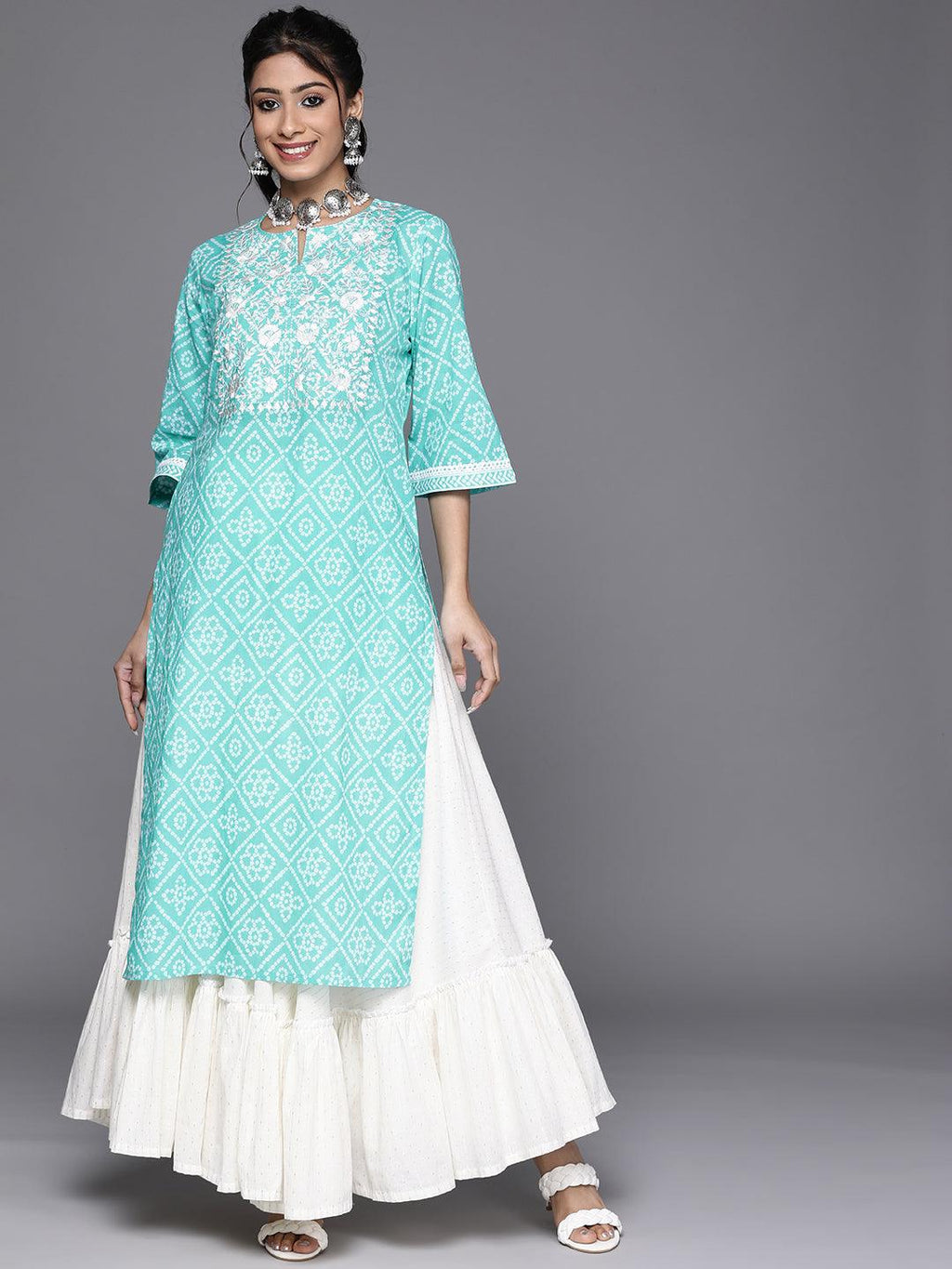 Buy online Turquoise Colored Straight Kurta from Kurta Kurtis for Women by  Dresoul for ₹1349 at 43% off | 2024 Limeroad.com