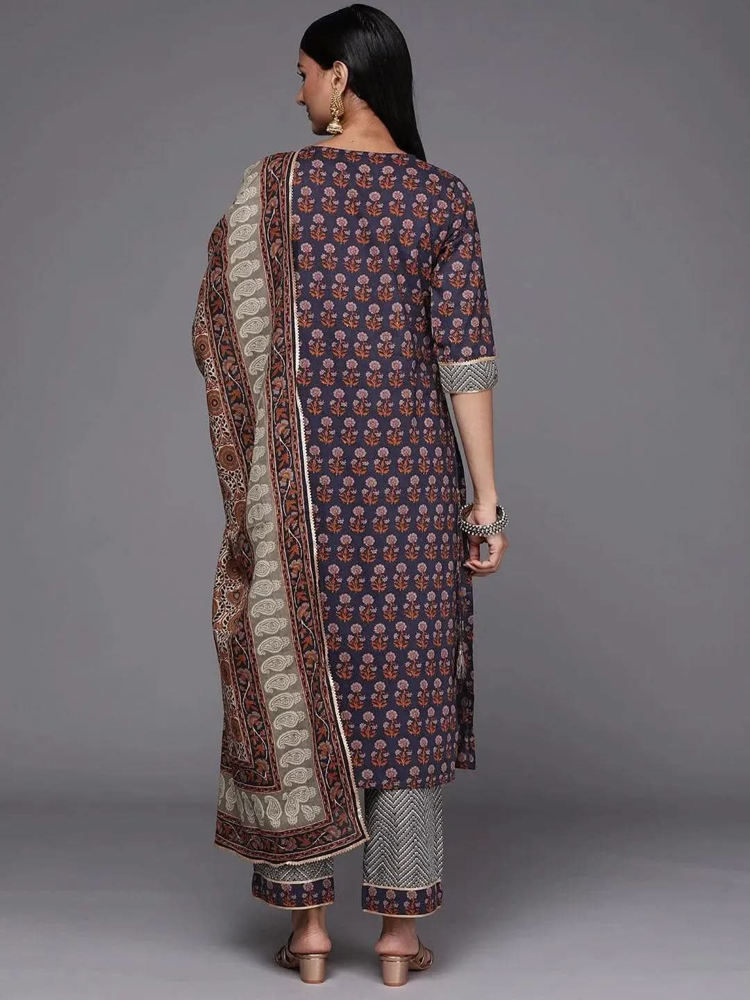Violet Yoke Design Cotton Straight Suit Set - Libas 