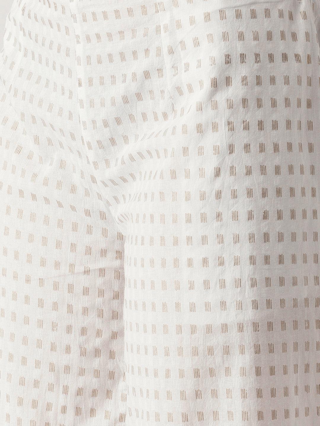 White Abstract Cotton Palazzos - Libas