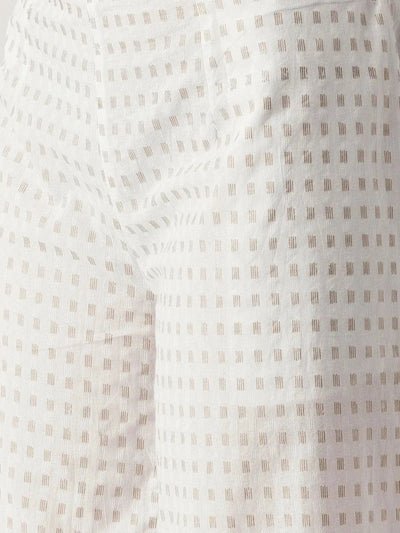 White Abstract Cotton Palazzos - Libas